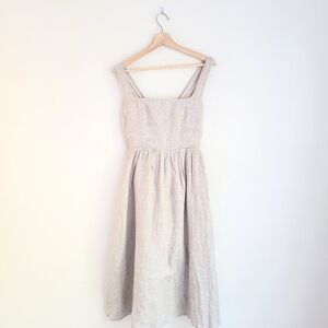 Quince 100% European Linen Fit & Flare Midi Dress, Flax Beige, XS